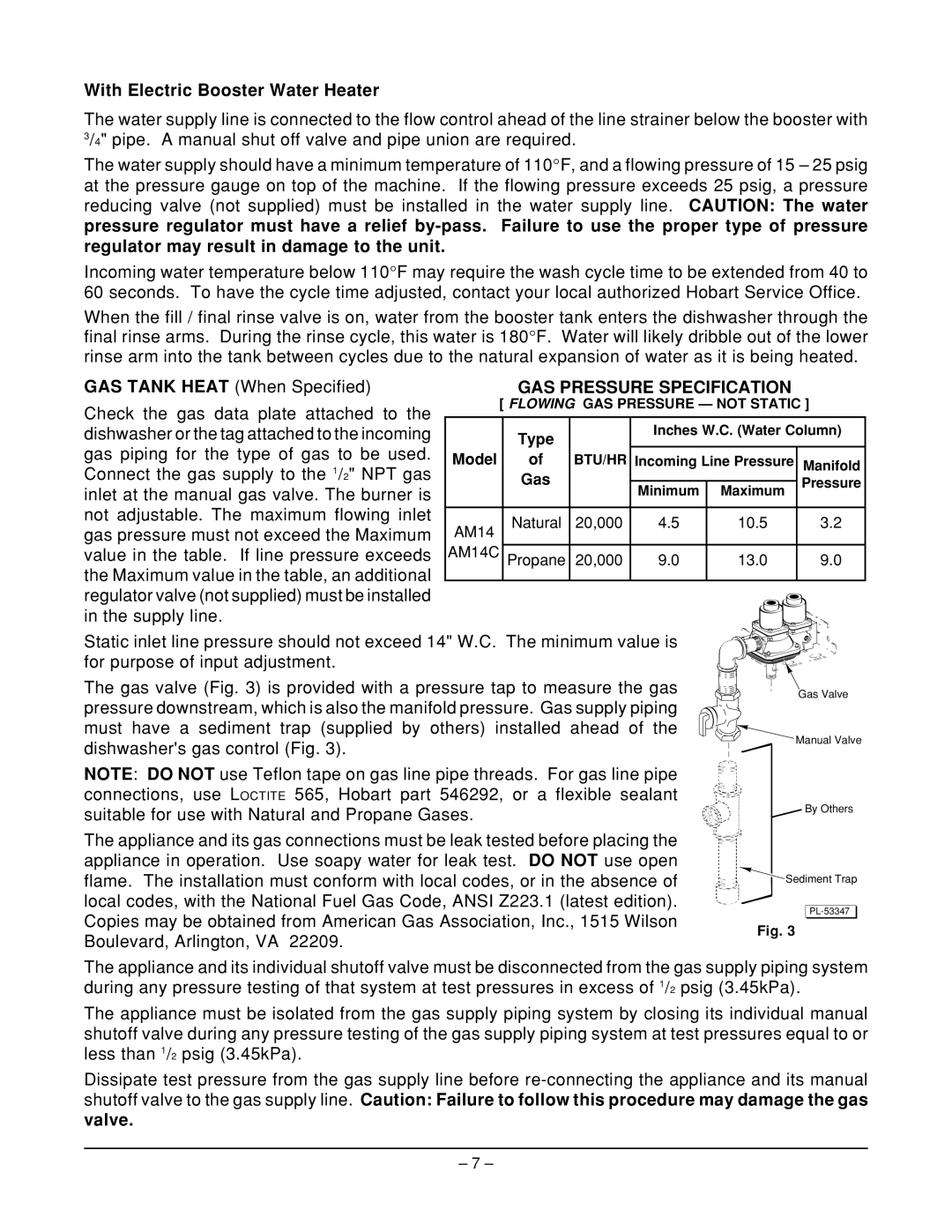 Hobart AM14C ML-110977, AM14 ML-110976 manual With Electric Booster Water Heater, GAS Tank Heat When Specified 