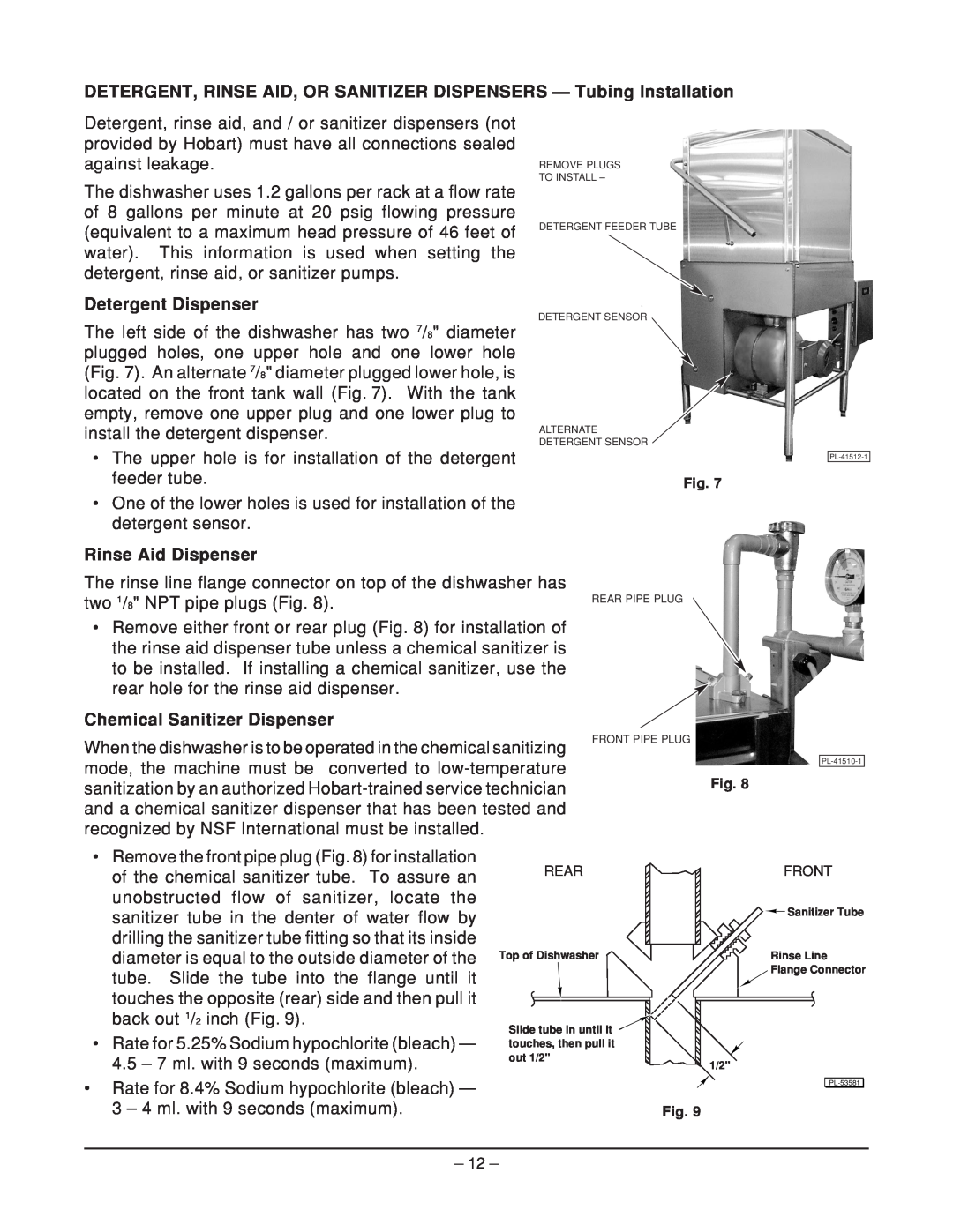 Hobart AM14 ML-110976, AM14C ML-110977 manual Detergent Dispenser, Rinse Aid Dispenser, Chemical Sanitizer Dispenser 