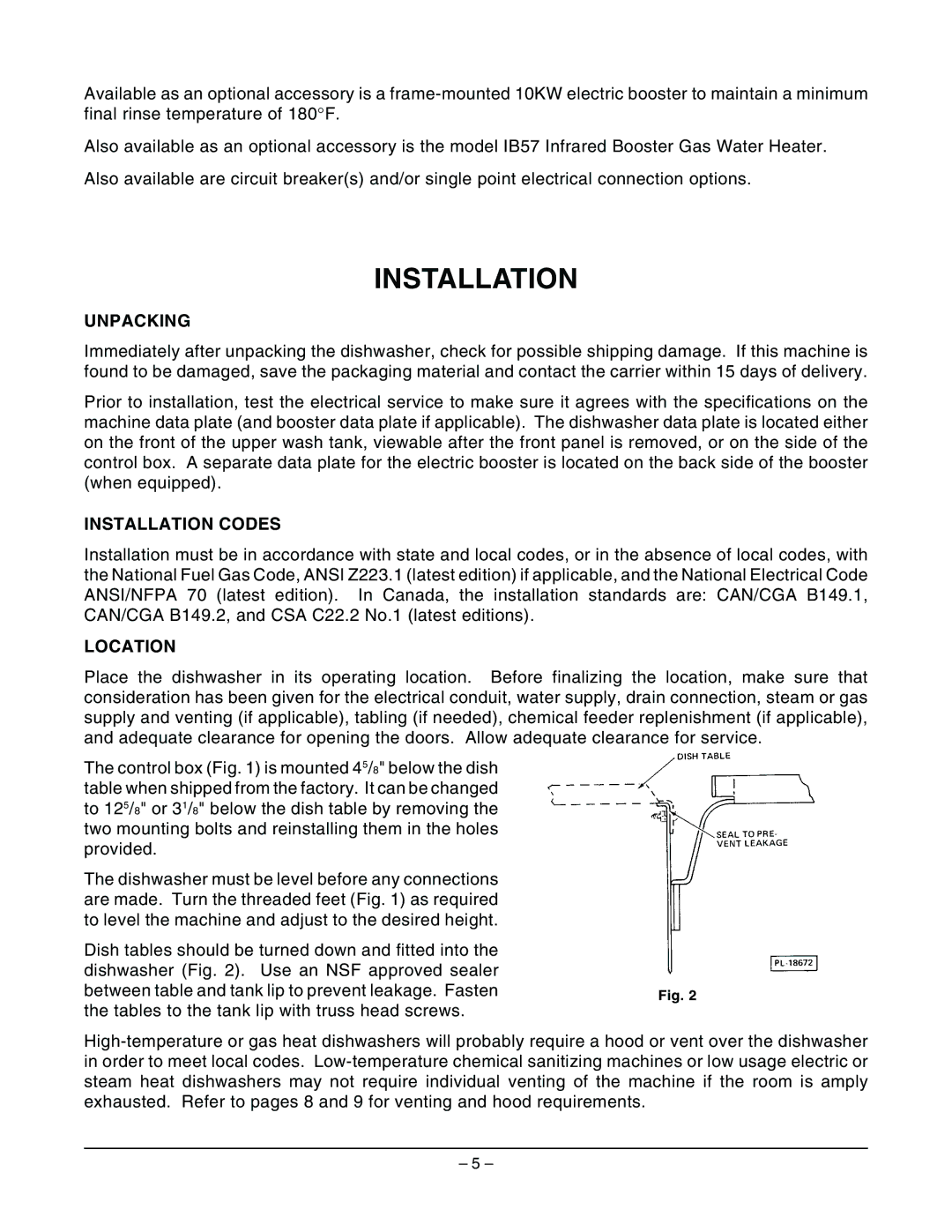 Hobart AM14 ML-32614, AM14C ML-32615 manual Unpacking, Installation Codes, Location 