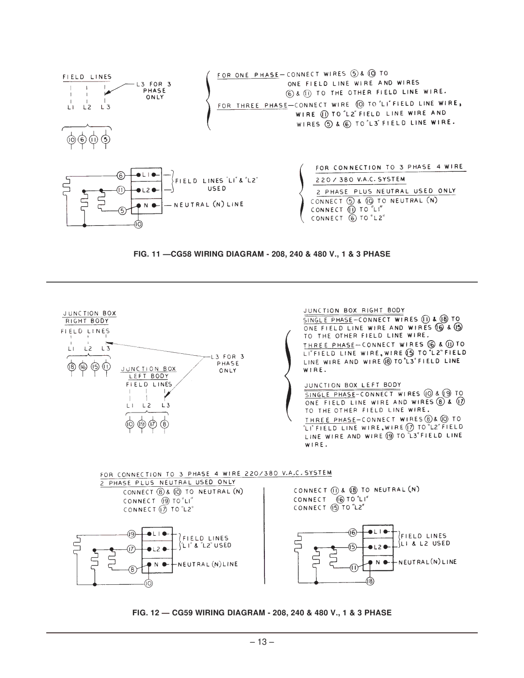 Hobart CG20 ML-43120, CG55 ML-CG55480S001, CG58 ML-CG5820S001 manual CG58 Wiring Diagram 208, 240 & 480 V., 1 & 3 Phase 