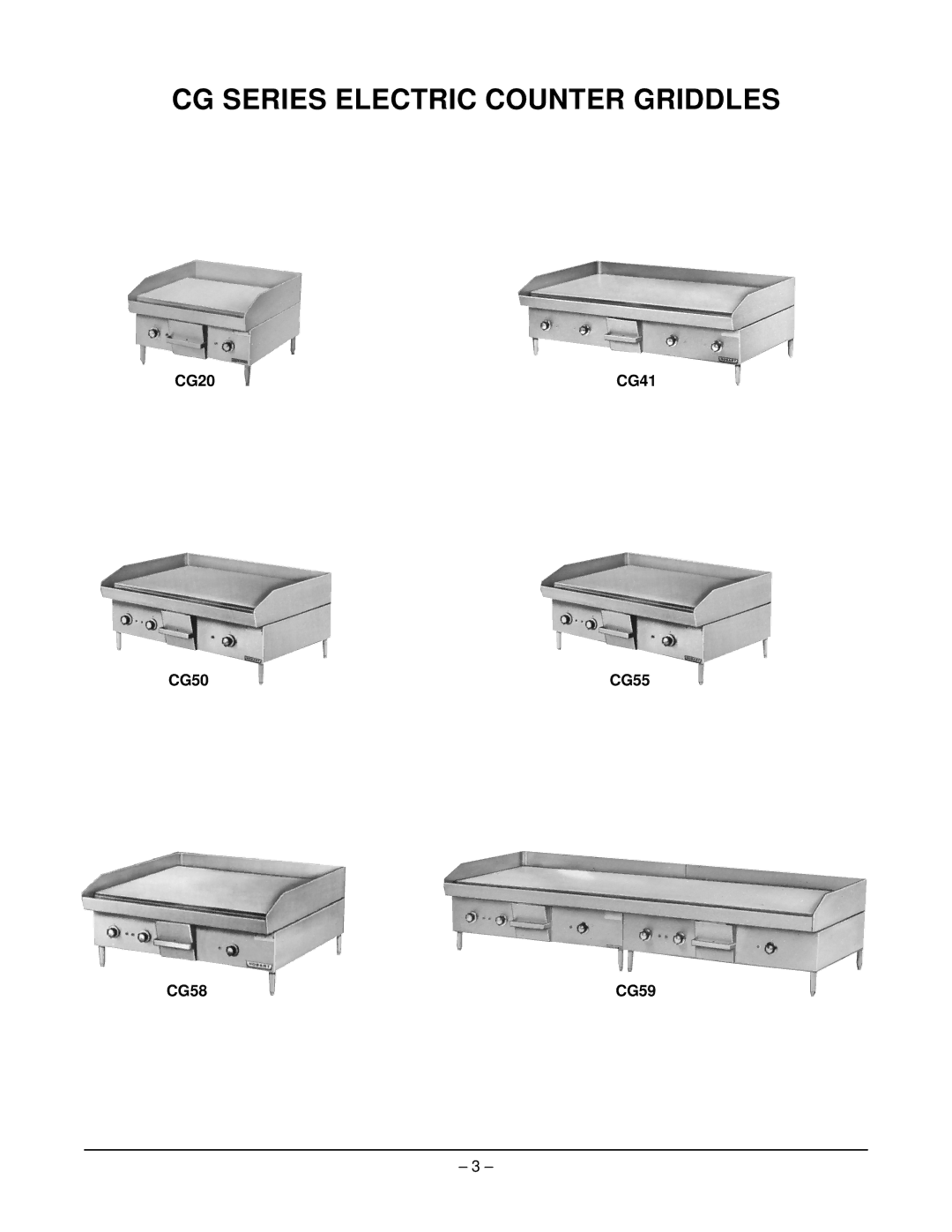 Hobart CG55 ML-CG55208S001, CG20 ML-43120, CG55 ML-CG55480S001, CG58 ML-CG5820S001 manual CG Series Electric Counter Griddles 