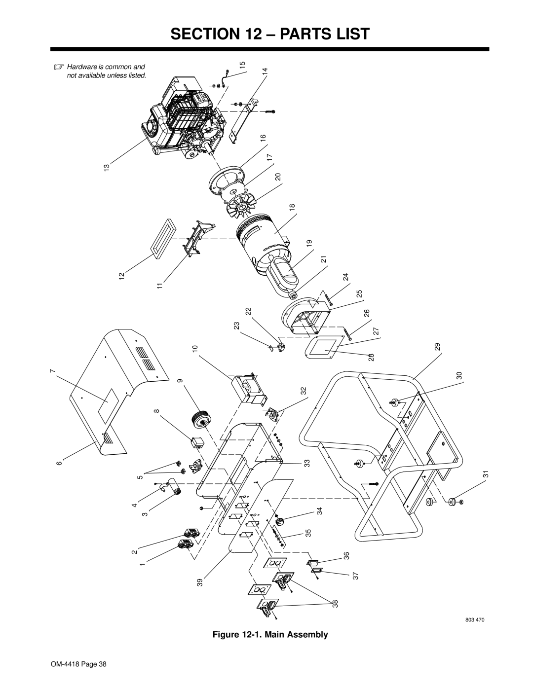 Hobart Champion 4500 manual Parts List, 35 36 