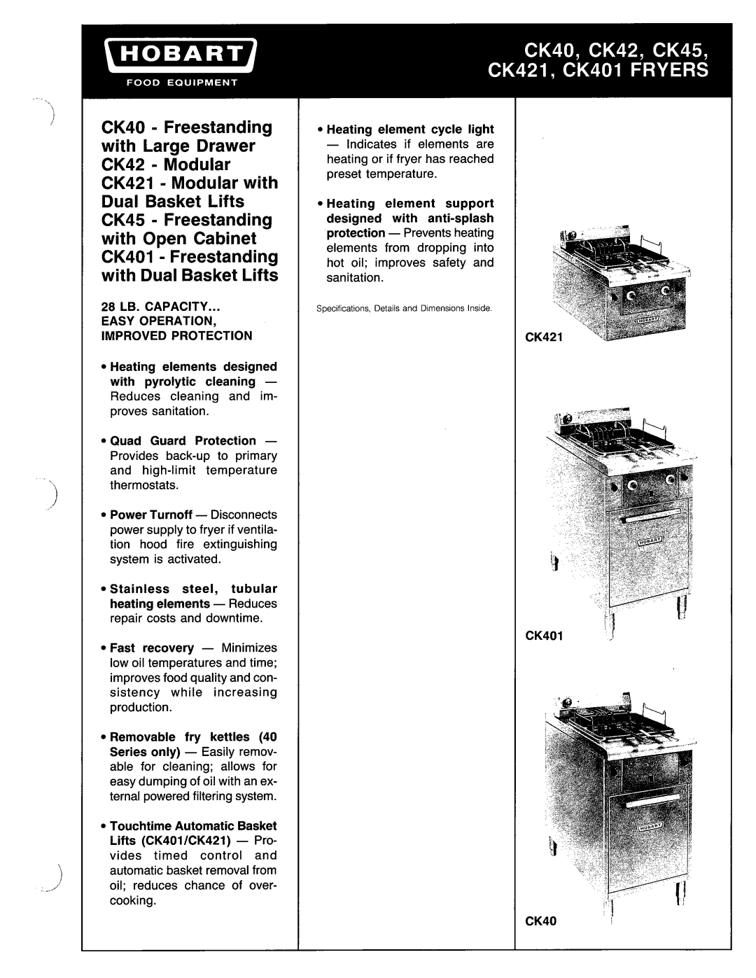 Hobart CK45, CK401, CK421 manual 