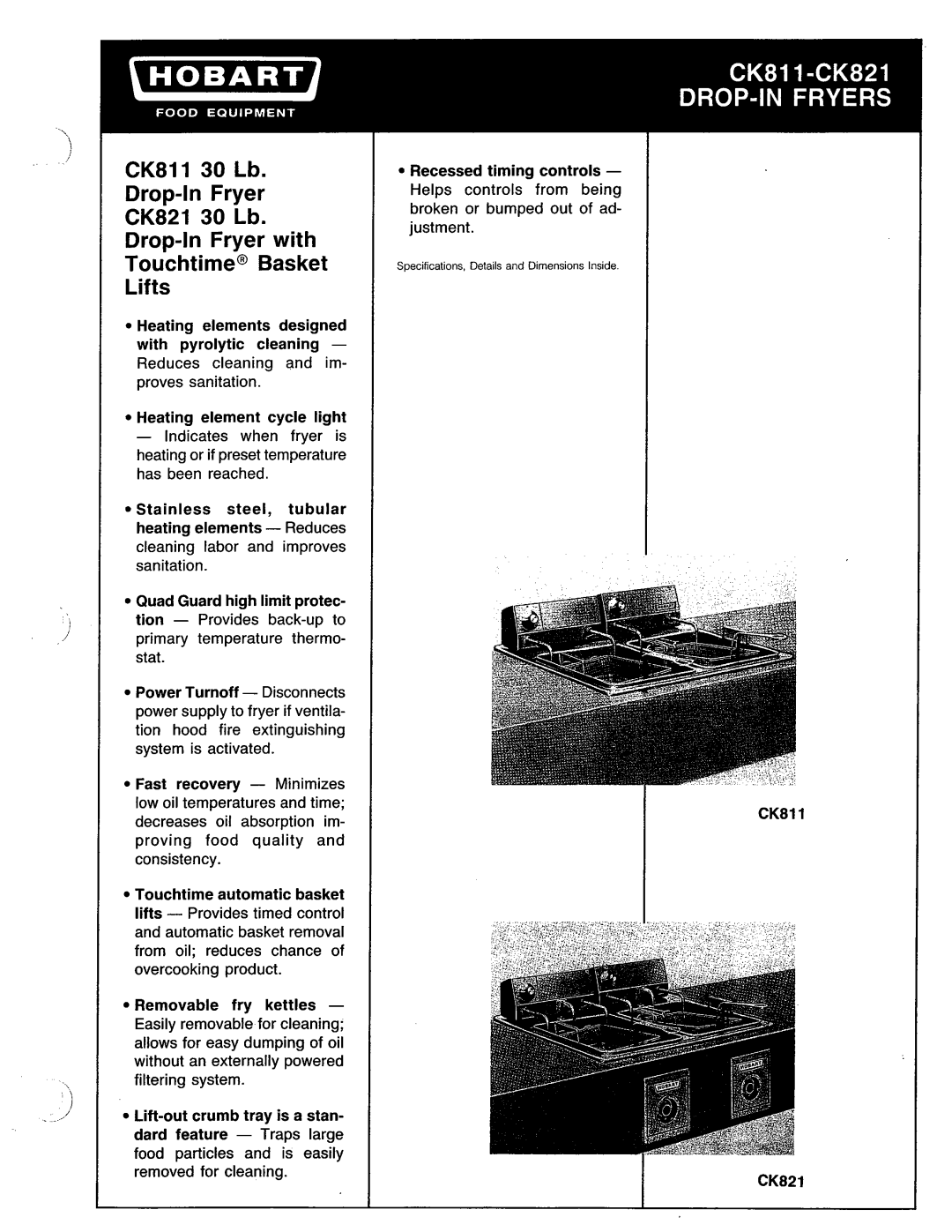 Hobart CK821, CK811 manual 