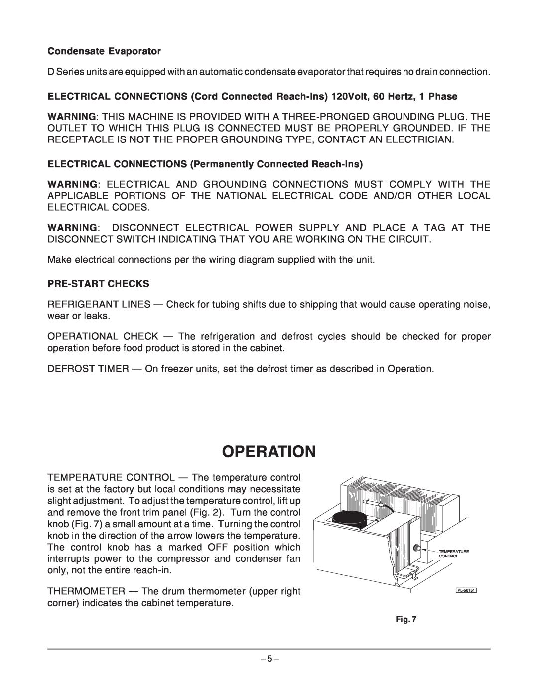 Hobart D Series manual Operation, Condensate Evaporator, Pre-Startchecks 