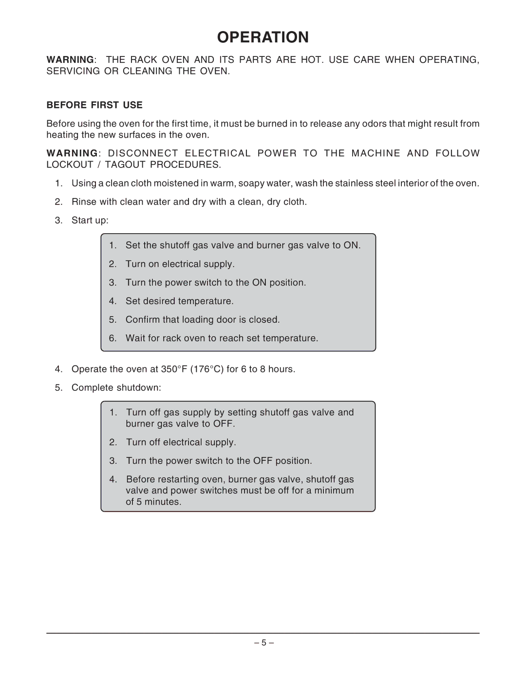 Hobart DRO2GH manual Operation, Before First USE 