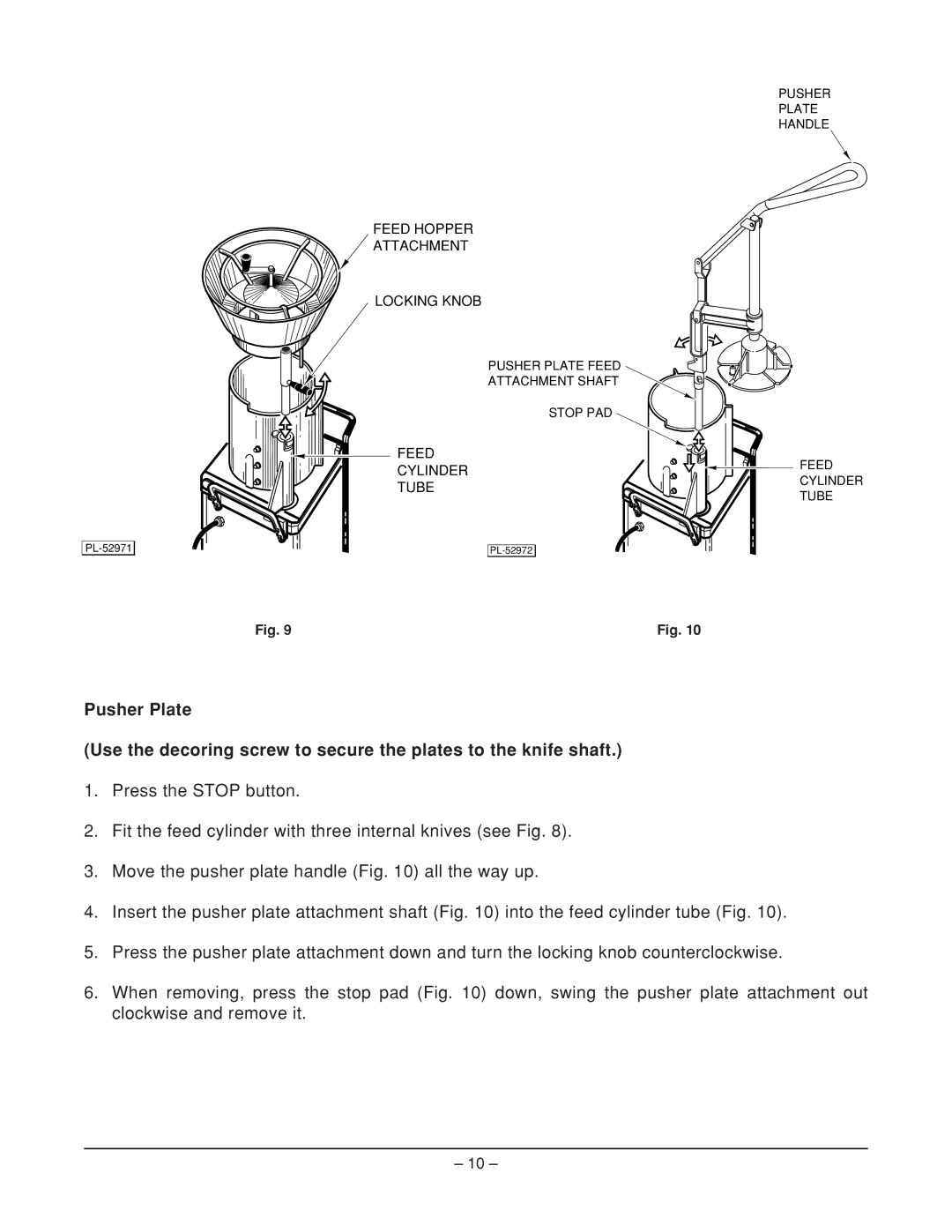 Hobart FP400 manual Feed Hopper Attachment Locking Knob 