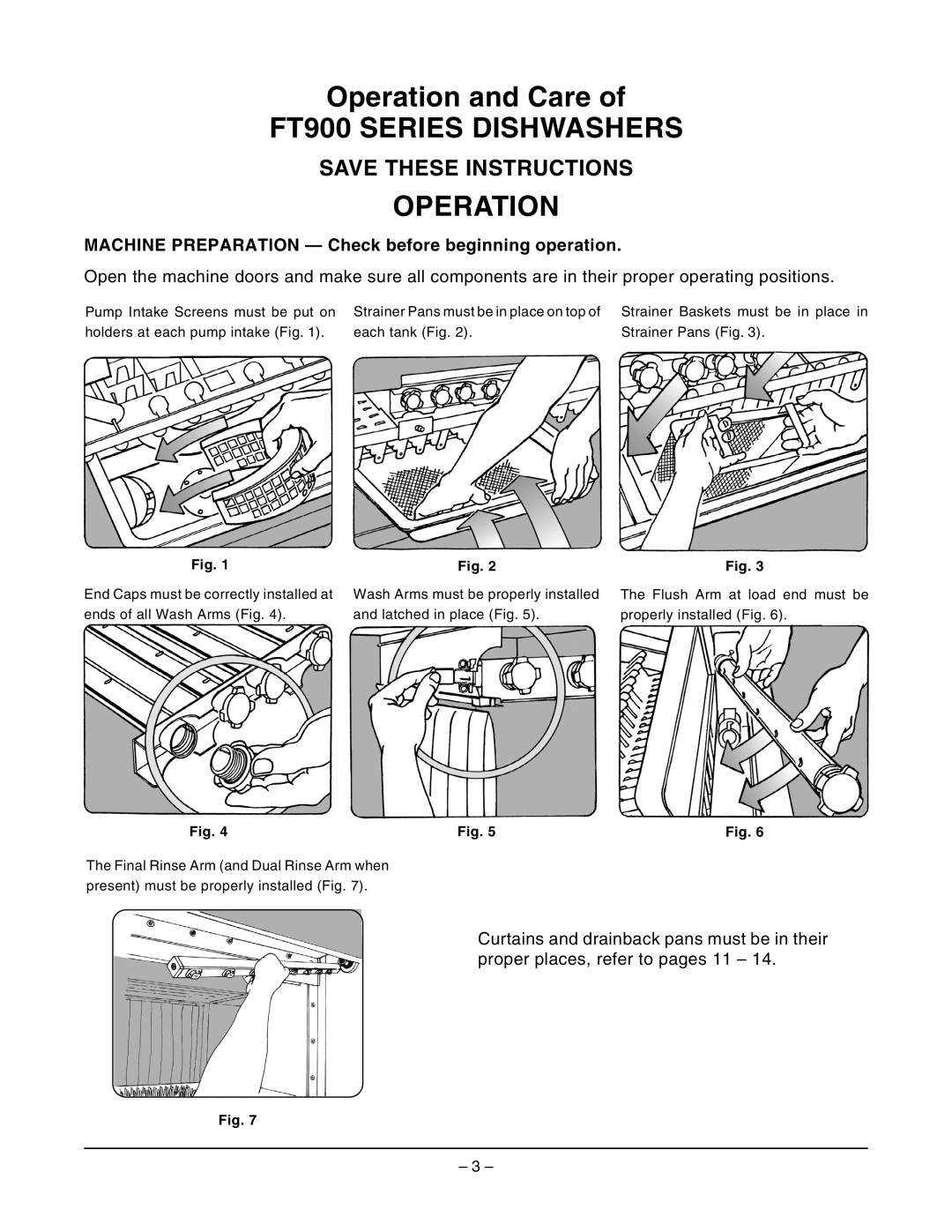 Hobart FT900DBD, FT900SDBD manual FT900 Series Dishwashers Operation, Machine Preparation Check before beginning operation 