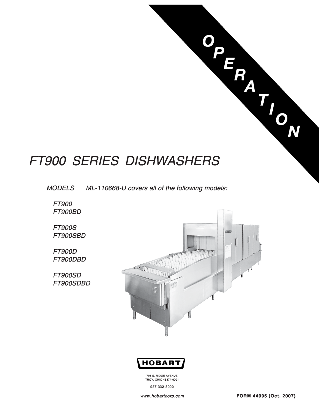 Hobart manual FT900 SERIES DISHWASHERS, FT900 FT900BD FT900S FT900SBD FT900D FT900DBD, FT900SD FT900SDBD 