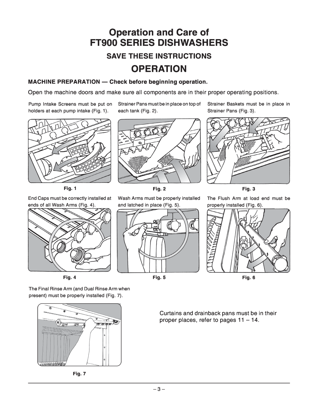 Hobart FT900DBD, FT900SDBD, FT900SBD, FT900BD manual Operation and Care of FT900 SERIES DISHWASHERS, Save These Instructions 