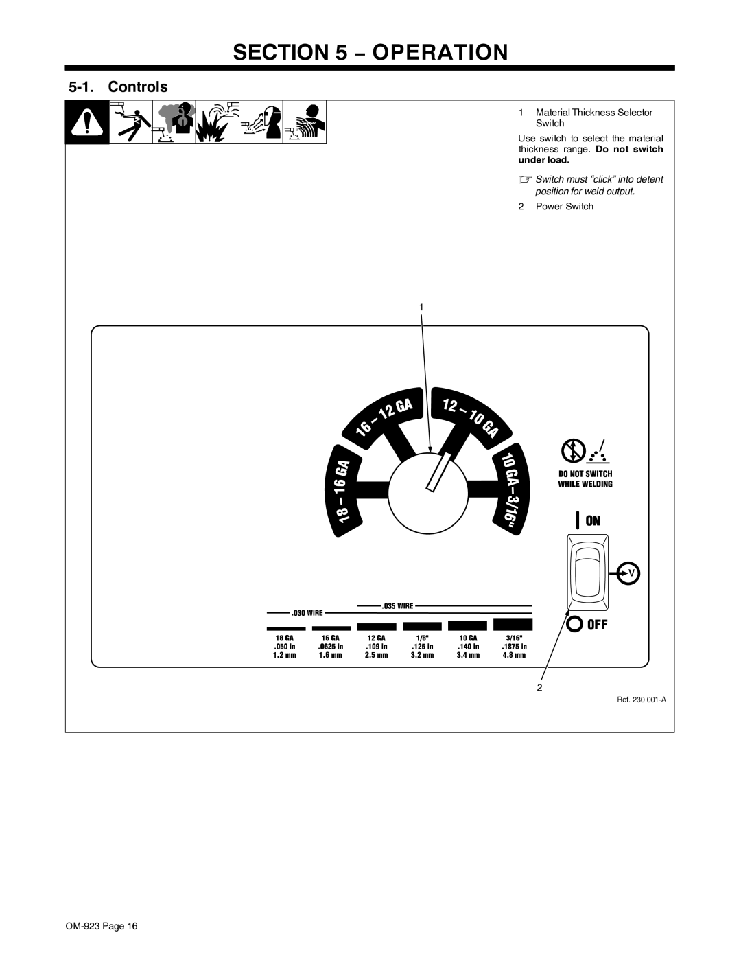 Hobart H-9B, 125 EZ manual Operation, Controls 