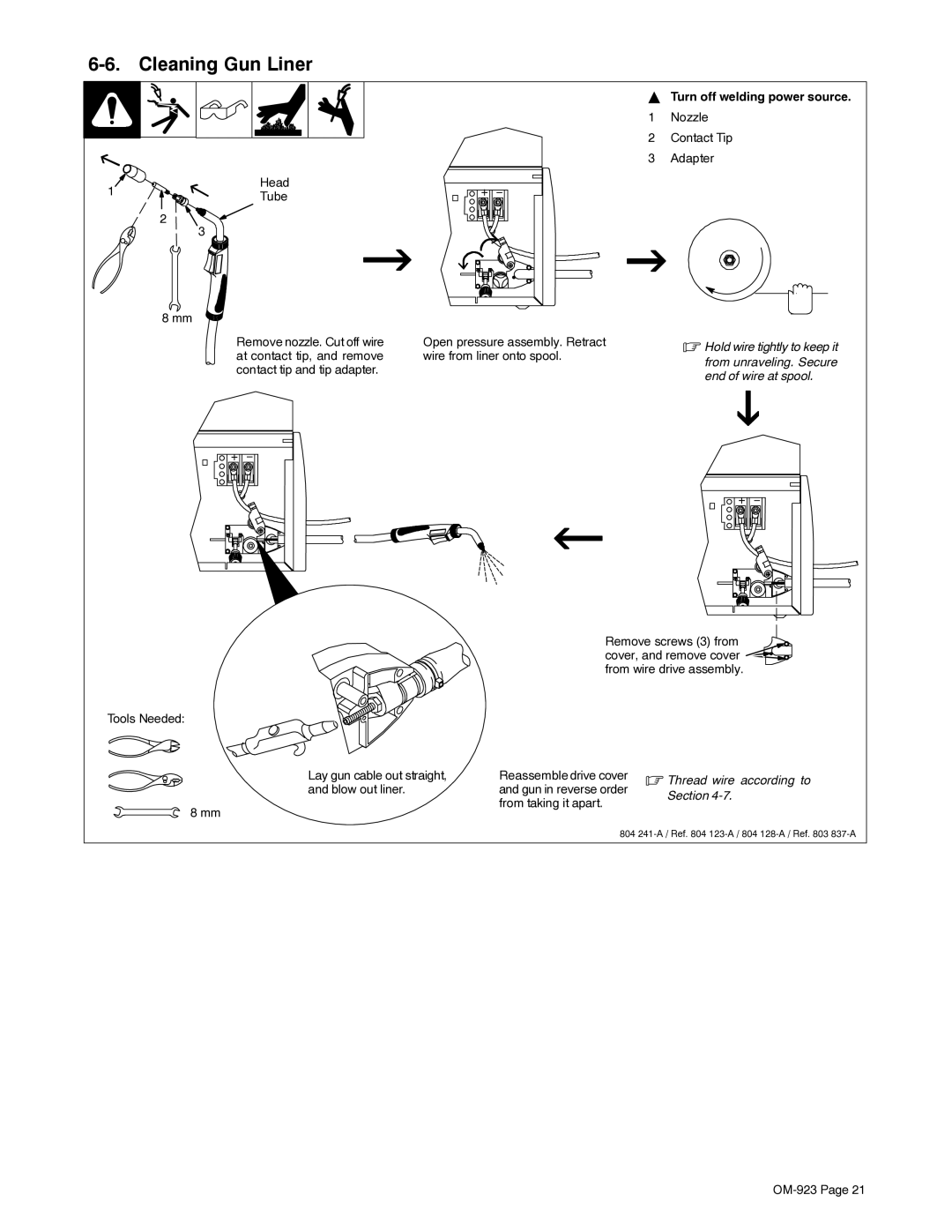 Hobart 125 EZ, H-9B manual Cleaning Gun Liner 