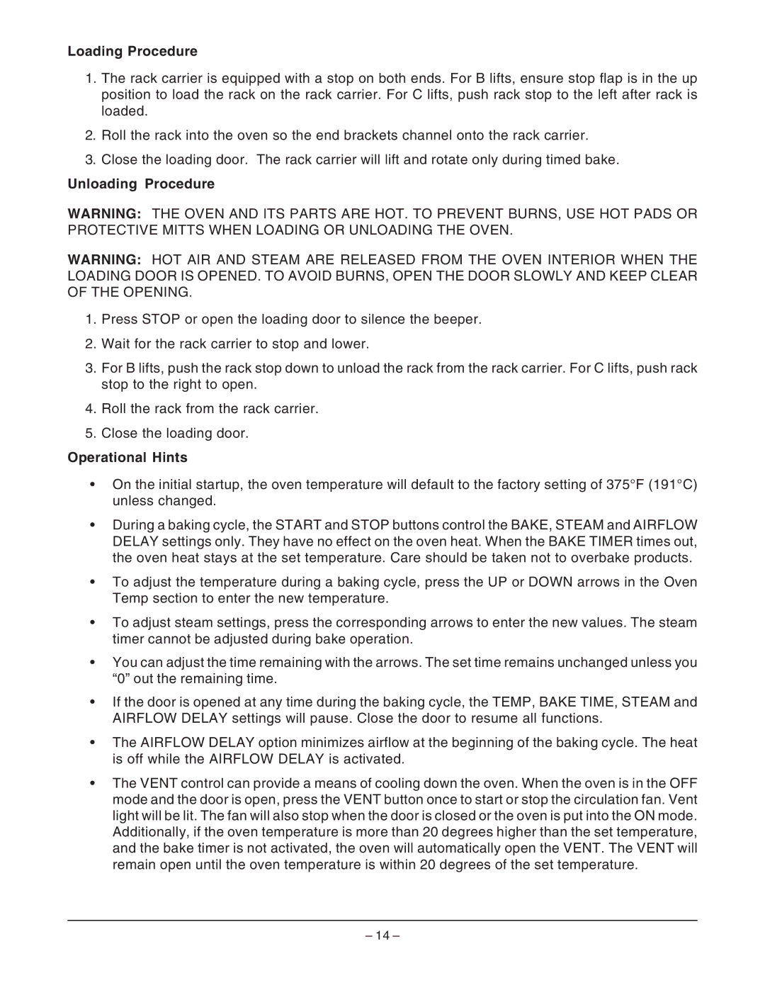 Hobart HBA2E, HBA2G manual Loading Procedure 