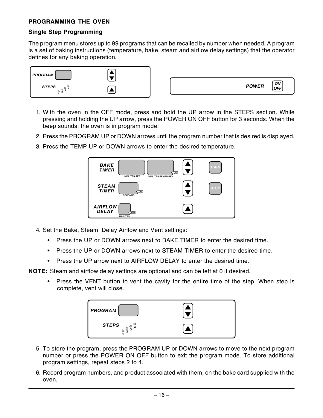 Hobart HBA2E, HBA2G manual Programming the Oven, Single Step Programming 