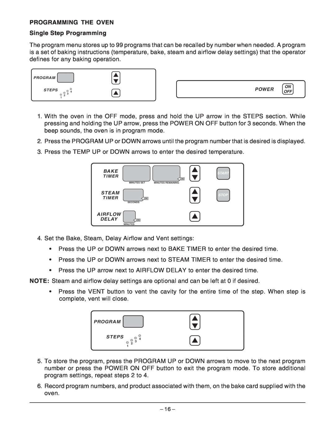 Hobart HBA2E, HBA2G manual PROGRAMMING THE OVEN Single Step Programming 