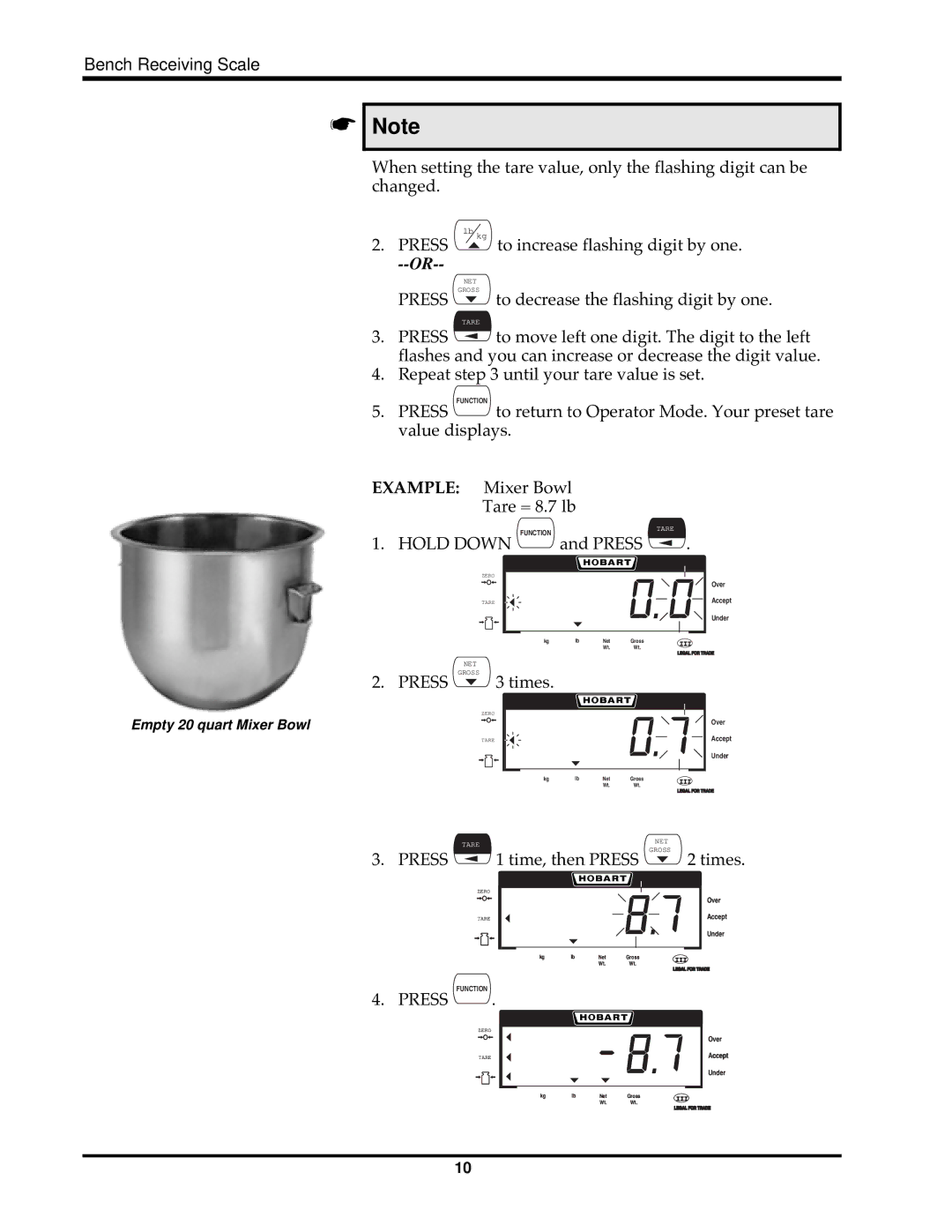 Hobart HBR300 instruction manual Press 