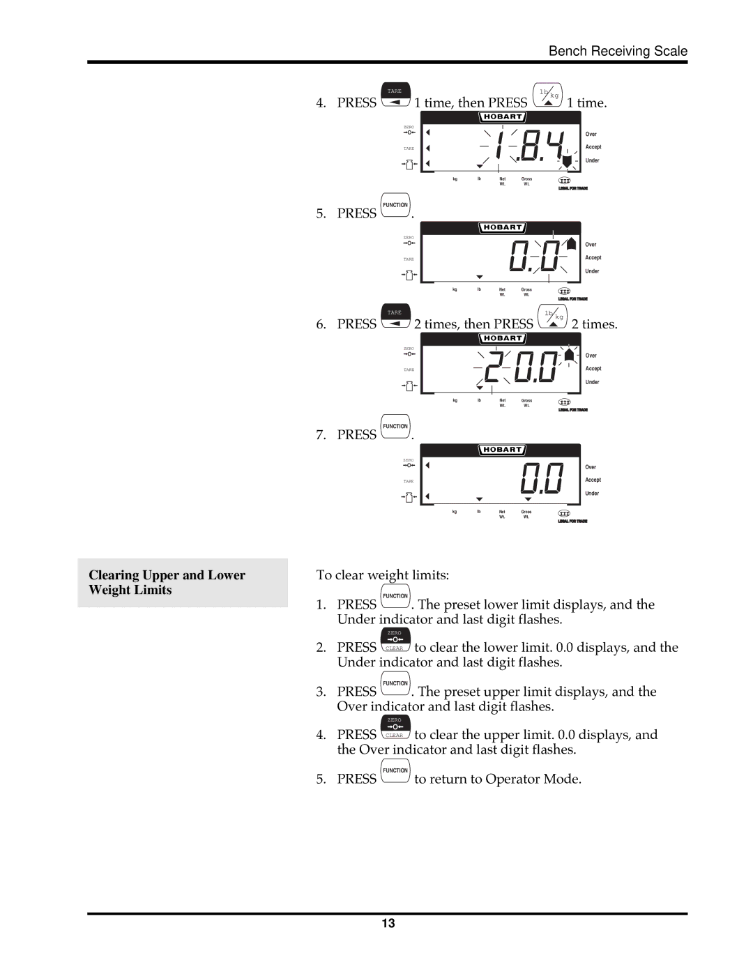 Hobart HBR300 instruction manual Clearing Upper and Lower 