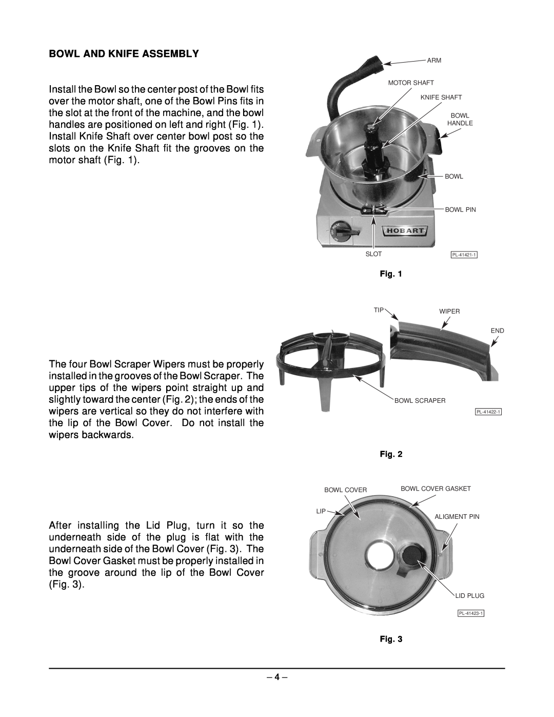 Hobart HCM62 manual Bowl And Knife Assembly, Arm Motor Shaft Knife Shaft Bowl Handle Bowl Bowl Pin, Slot, Bowl Cover Gasket 