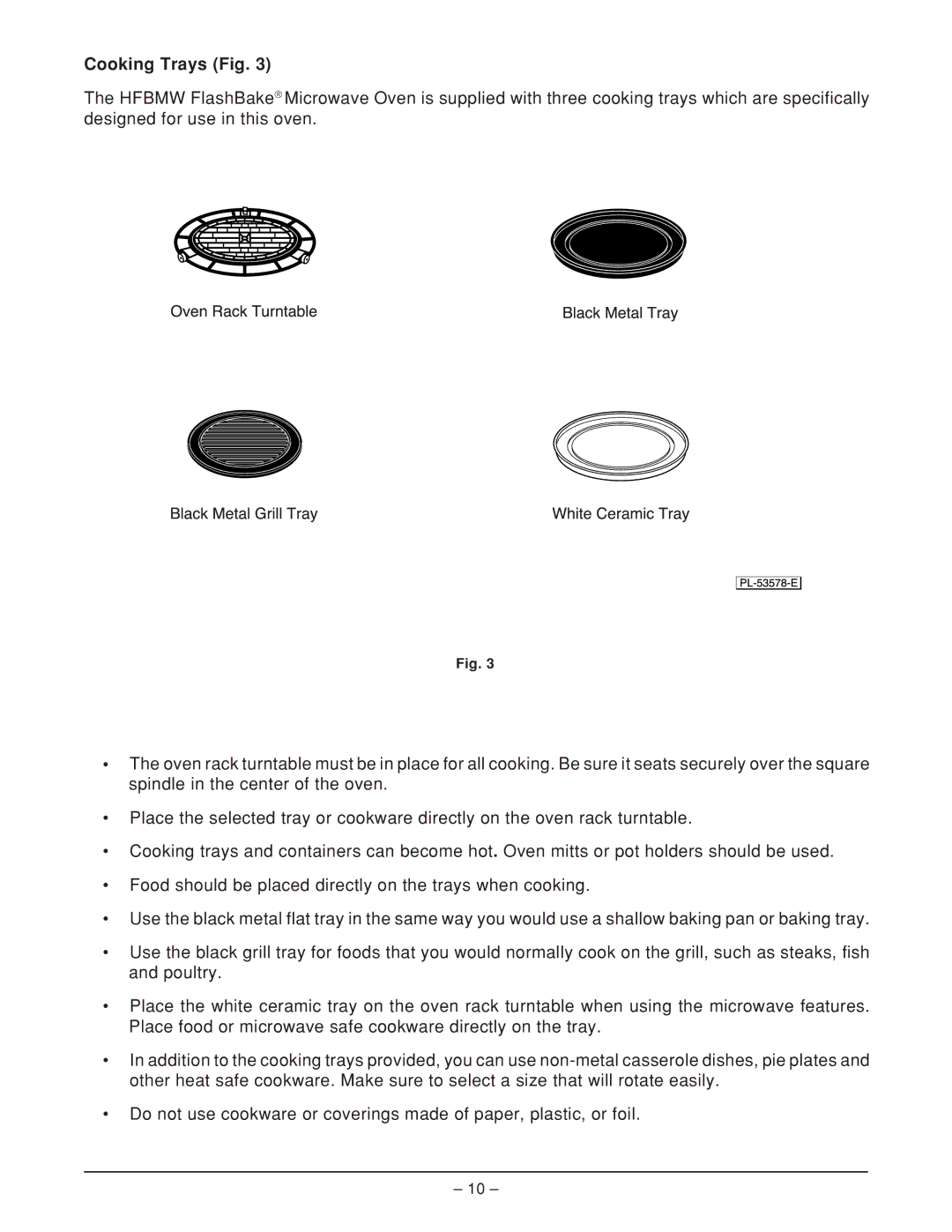 Hobart HFBMW3, HFBMW2 ML-126818 manual Cooking Trays Fig 