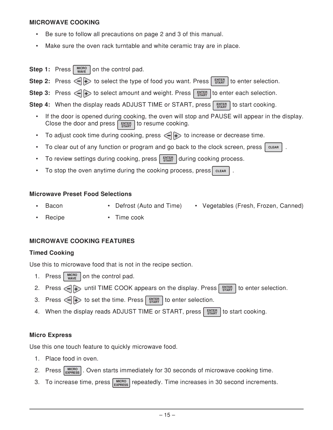 Hobart HFBMW2 ML-126818, HFBMW3 manual Microwave Cooking Features 