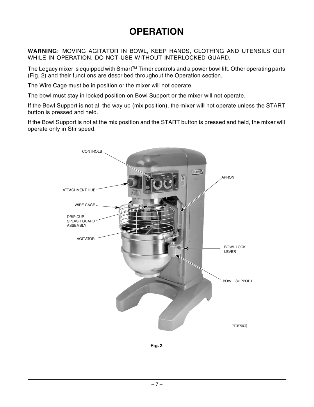 Hobart HL661 instruction manual Operation 