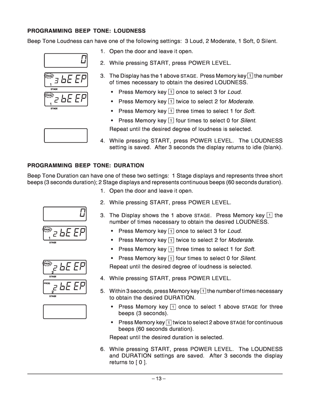 Hobart HM1200 manual Programming Beep Tone Loudness, Programming Beep Tone Duration 