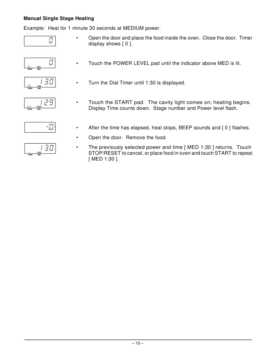 Hobart HM1600 manual Manual Single Stage Heating 