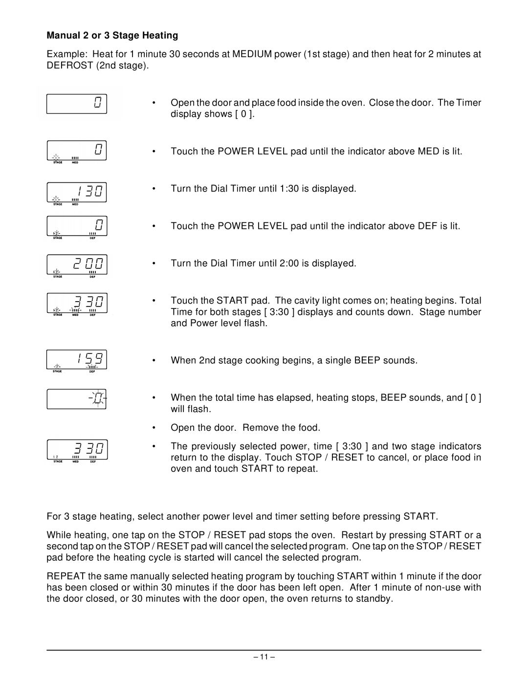 Hobart HM1600 manual Manual 2 or 3 Stage Heating 