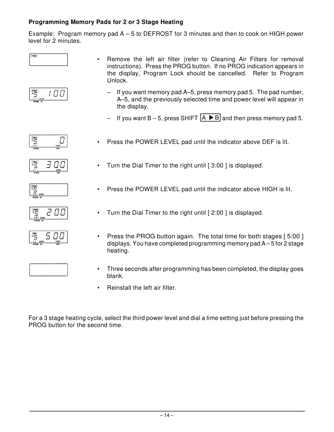 Hobart HM1600 manual Programming Memory Pads for 2 or 3 Stage Heating 