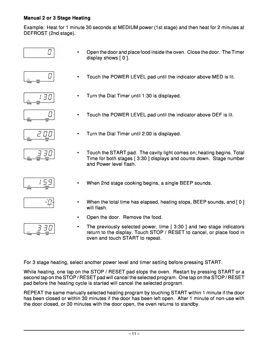 Hobart HM1600 manual Manual 2 or 3 Stage Heating 