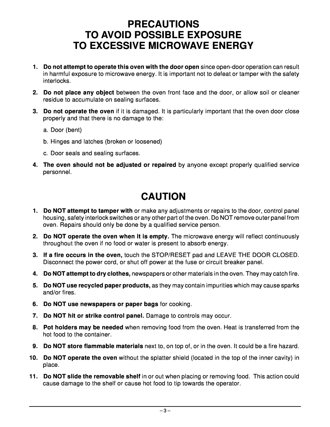 Hobart HM1600 manual Precautions To Avoid Possible Exposure, To Excessive Microwave Energy 