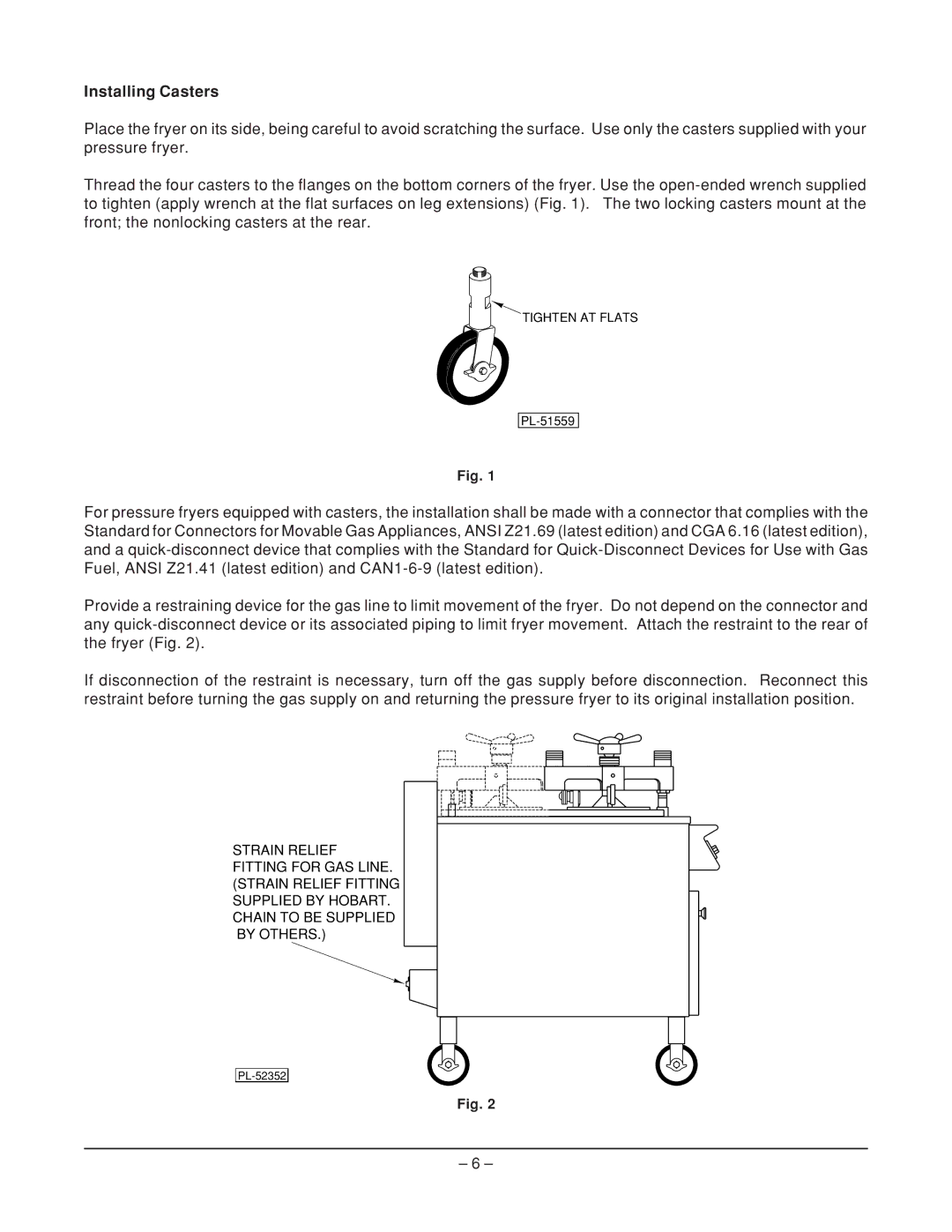 Hobart HPGF15 manual Installing Casters 