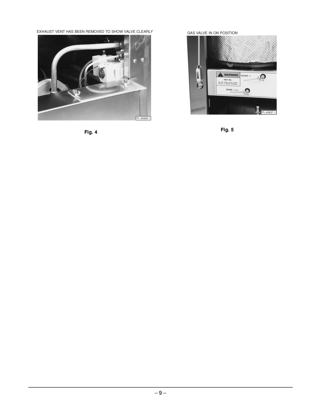 Hobart HPGF15 manual Gas Valve In On Position, PL-40937-1 PL-40936-1 