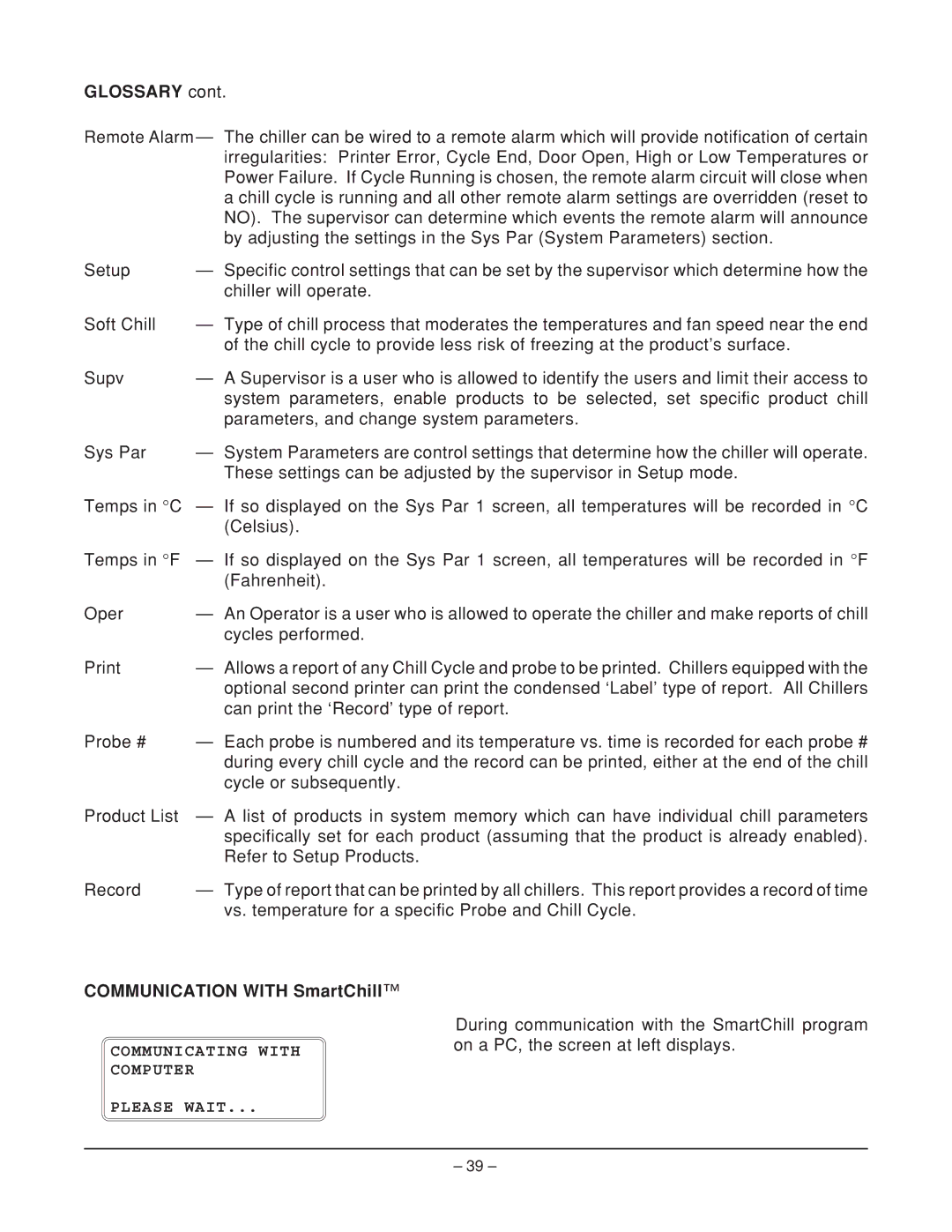 Hobart HQC200, HQC135, ML-124069, ML-124070 manual Glossary, On a PC, the screen at left displays 