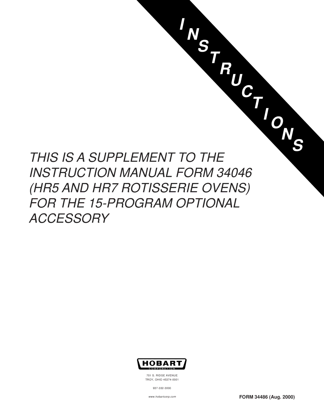 Hobart HR5 instruction manual Truct ONS 