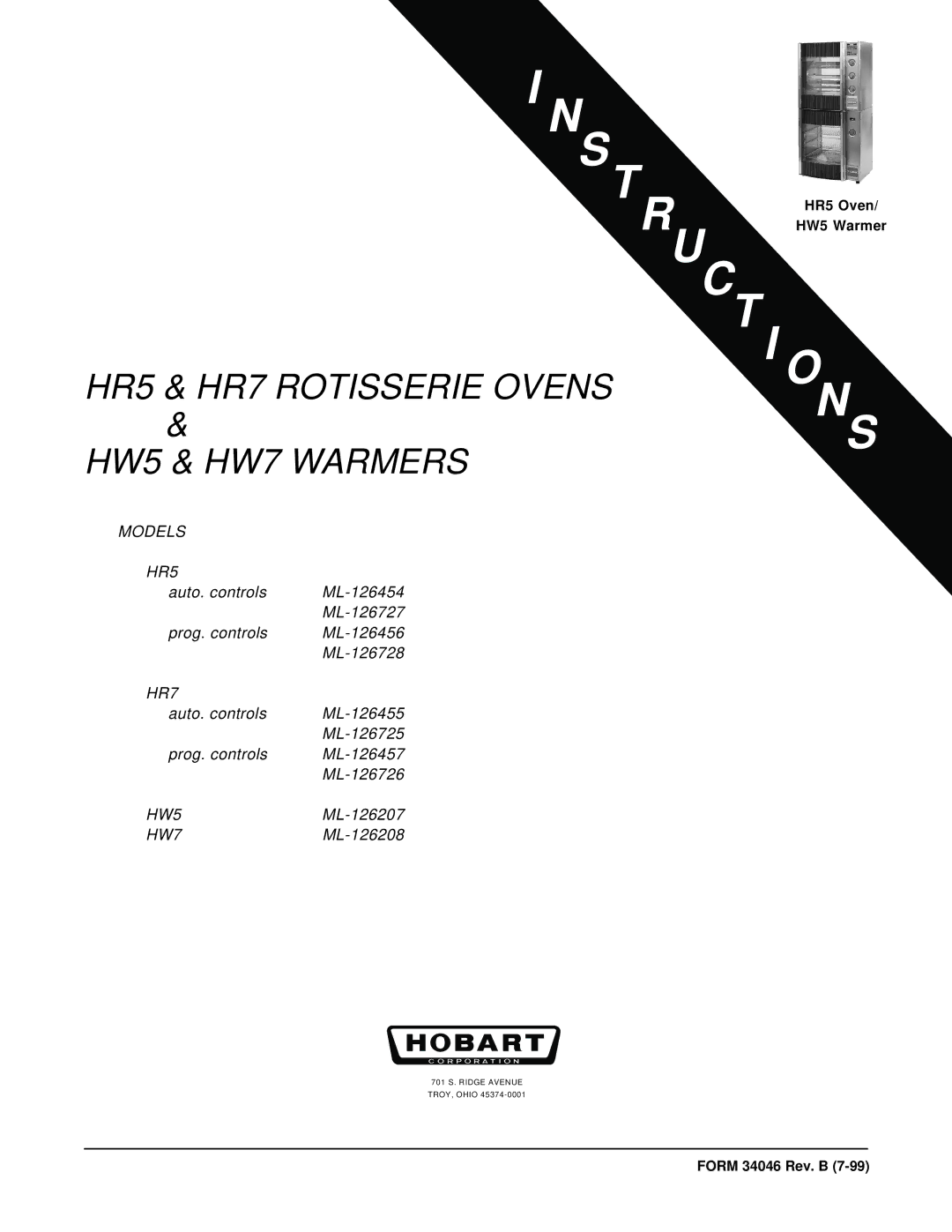 Hobart HR5 manual Ruc 