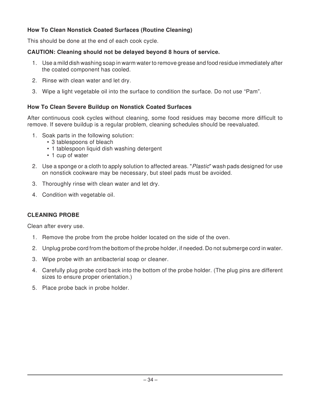 Hobart HR5 How To Clean Nonstick Coated Surfaces Routine Cleaning, How To Clean Severe Buildup on Nonstick Coated Surfaces 