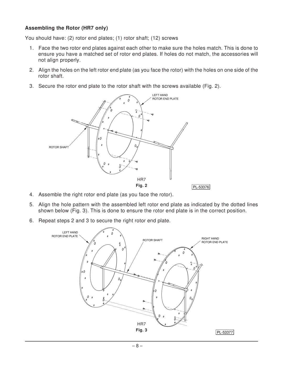 Hobart HR5 manual Assembling the Rotor HR7 only 