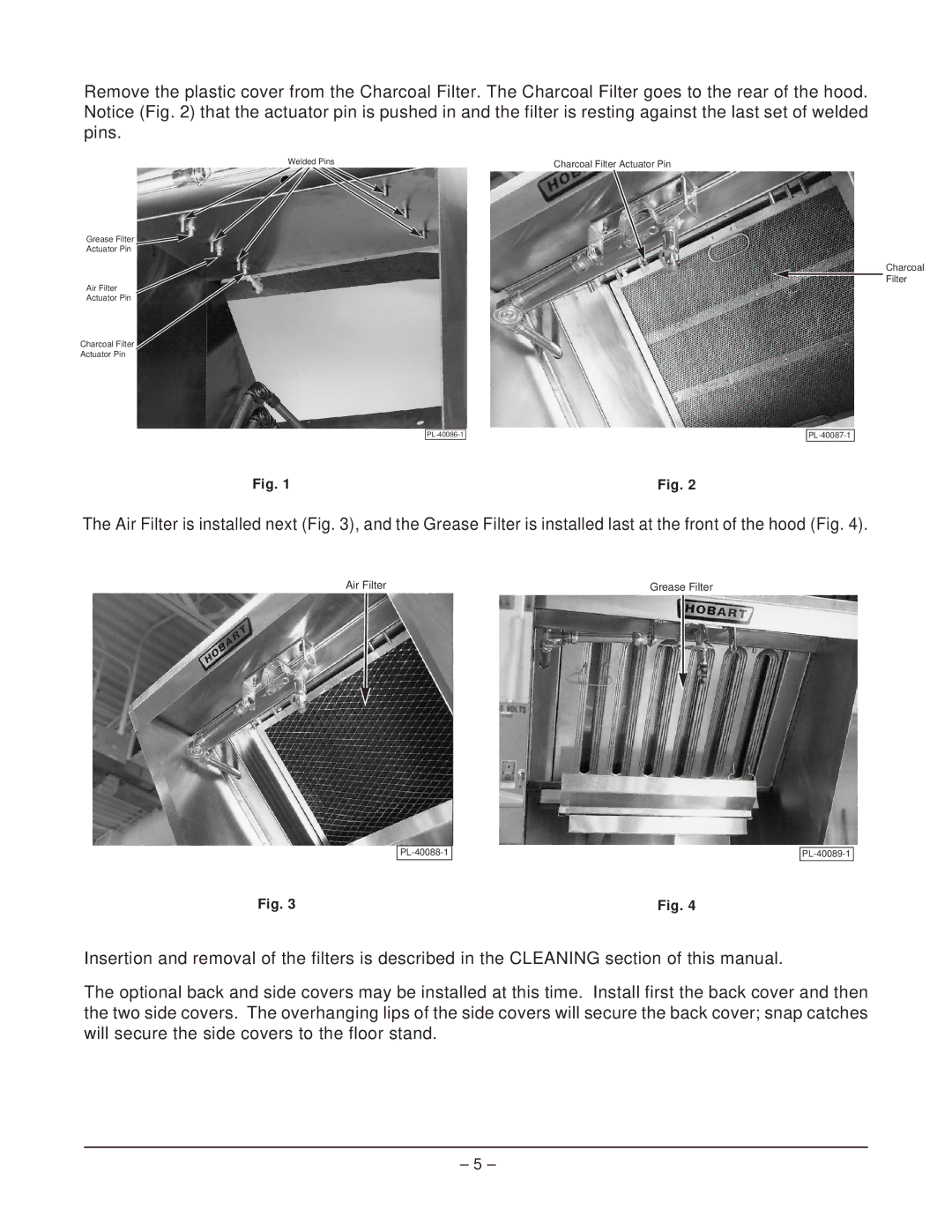 Hobart HVH23 manual Air Filter Grease Filter 