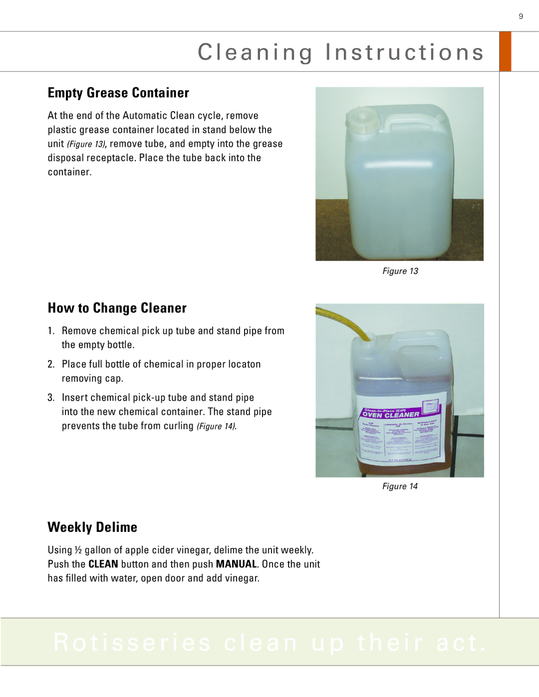 Hobart KA7E manual Empty Grease Container, How to Change Cleaner, Weekly Delime 