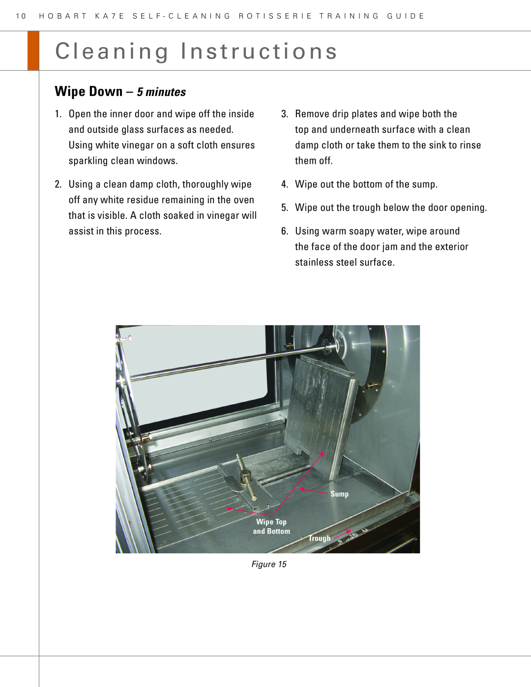 Hobart KA7E manual Wipe Down - 5 minutes, Cleaning Instructions 