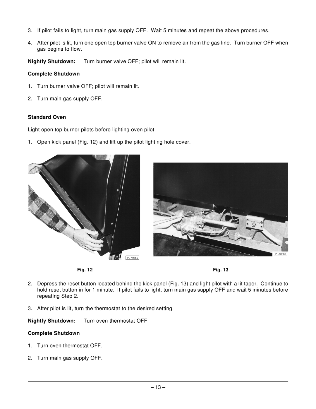 Hobart MGR36C manual Complete Shutdown, Standard Oven 