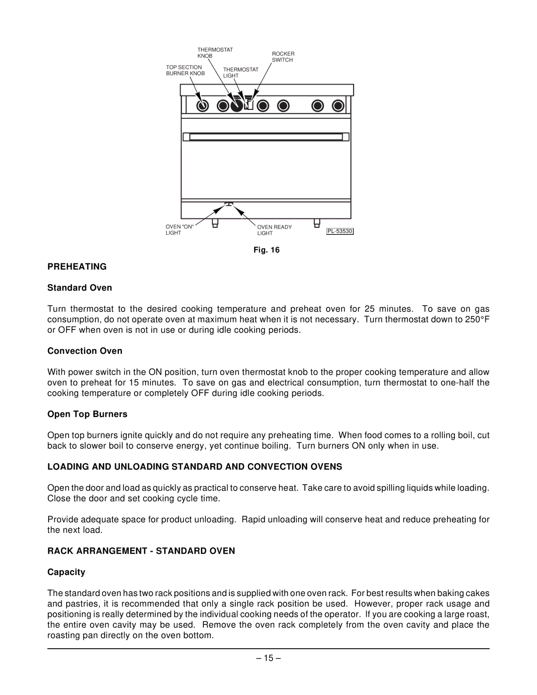 Hobart MGR36C Preheating, Loading and Unloading Standard and Convection Ovens, Rack Arrangement Standard Oven, Capacity 