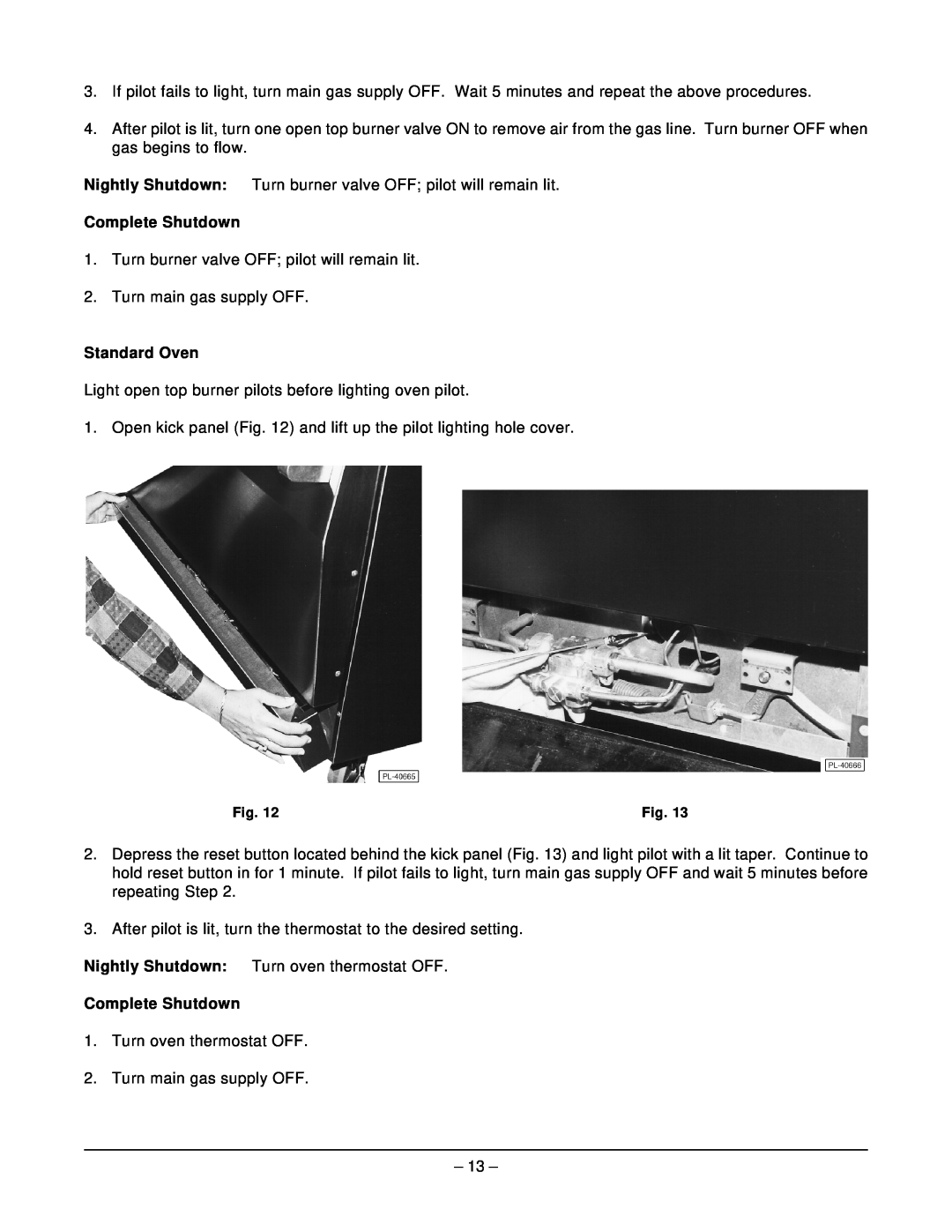 Hobart MGR36C manual Complete Shutdown, Standard Oven 