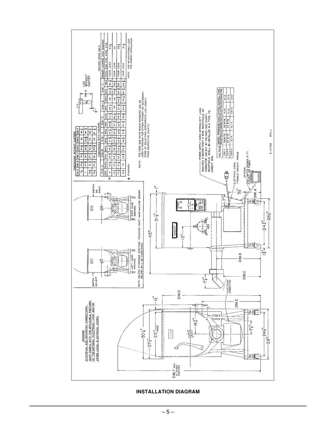 Hobart ML-104654, ML-104651, ML-104655, ML-104650 manual Installation Diagram 