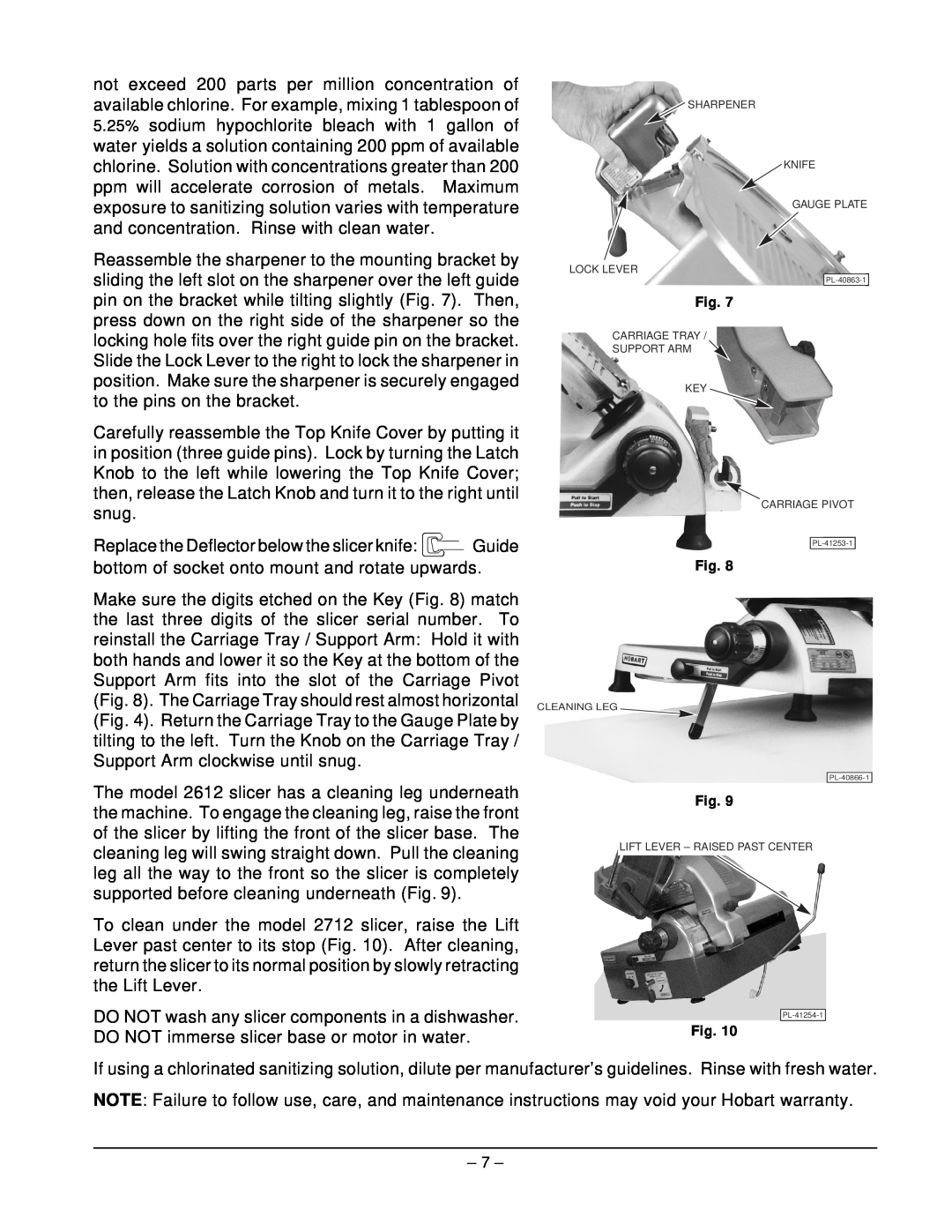 Hobart ML-104822 manual Cleaning Leg, PL-40866-1 