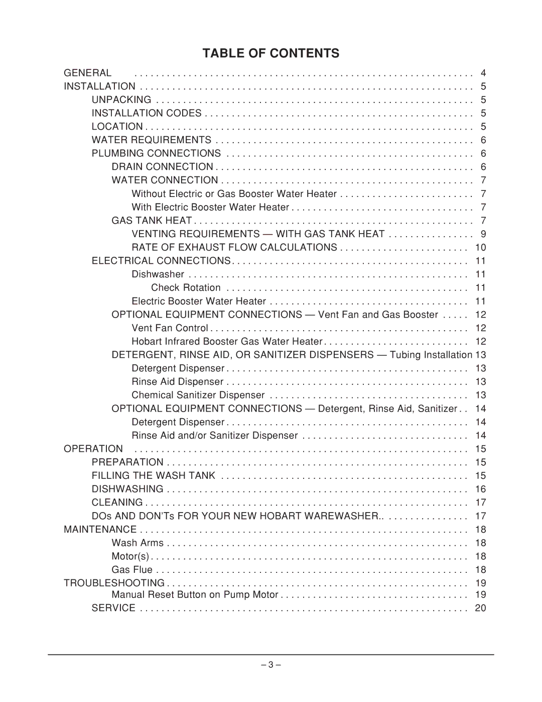 Hobart ML-110975, ML-110973, AM14F, AM14TC, ML-110974 manual Table of Contents 