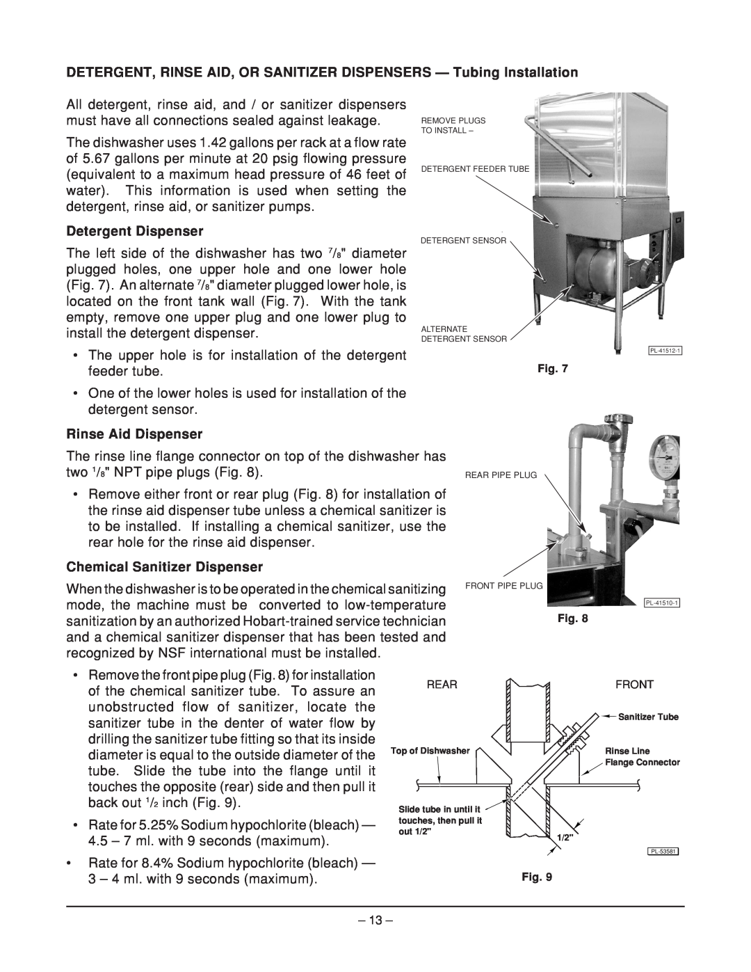 Hobart ML-110973, ML-110975, AM14F DETERGENT, RINSE AID, OR SANITIZER DISPENSERS - Tubing Installation, Detergent Dispenser 