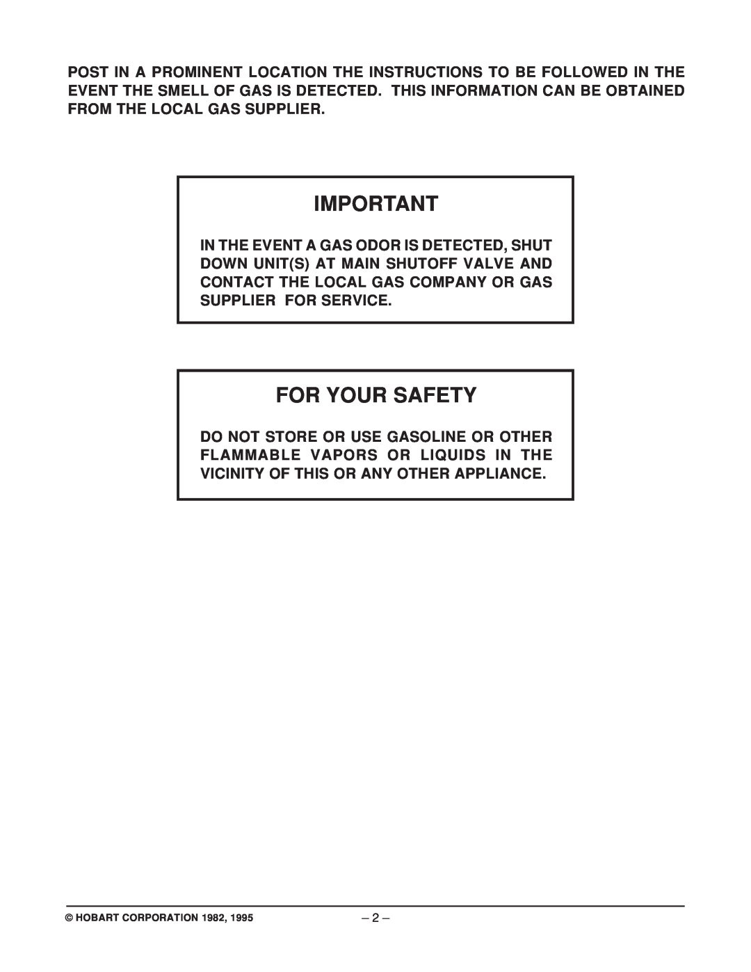 Hobart AM14F, ML-110975, ML-110973, AM14TC, ML-110974 manual For Your Safety 