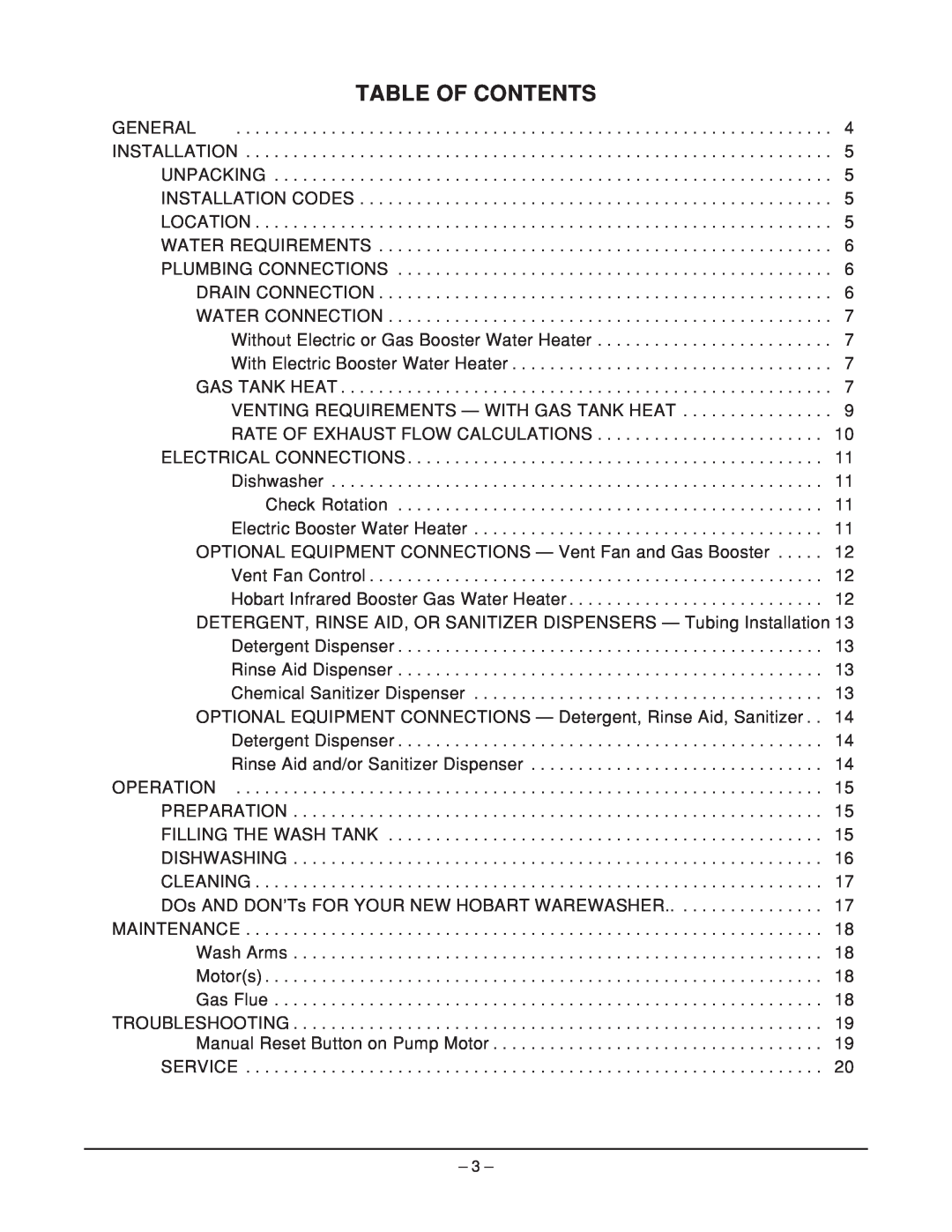Hobart ML-110975, ML-110973, AM14F, AM14TC, ML-110974 manual Table Of Contents 